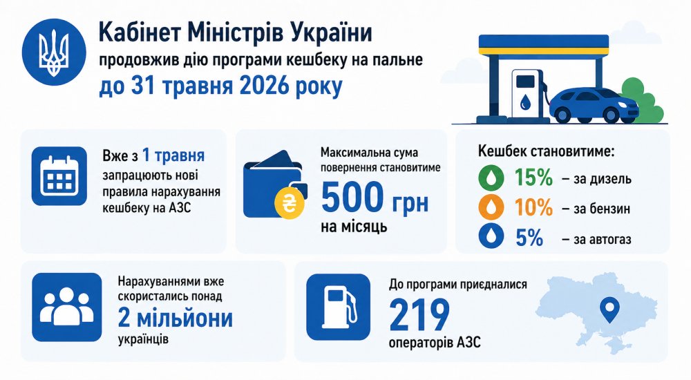 Кешбек на пальне продовжено