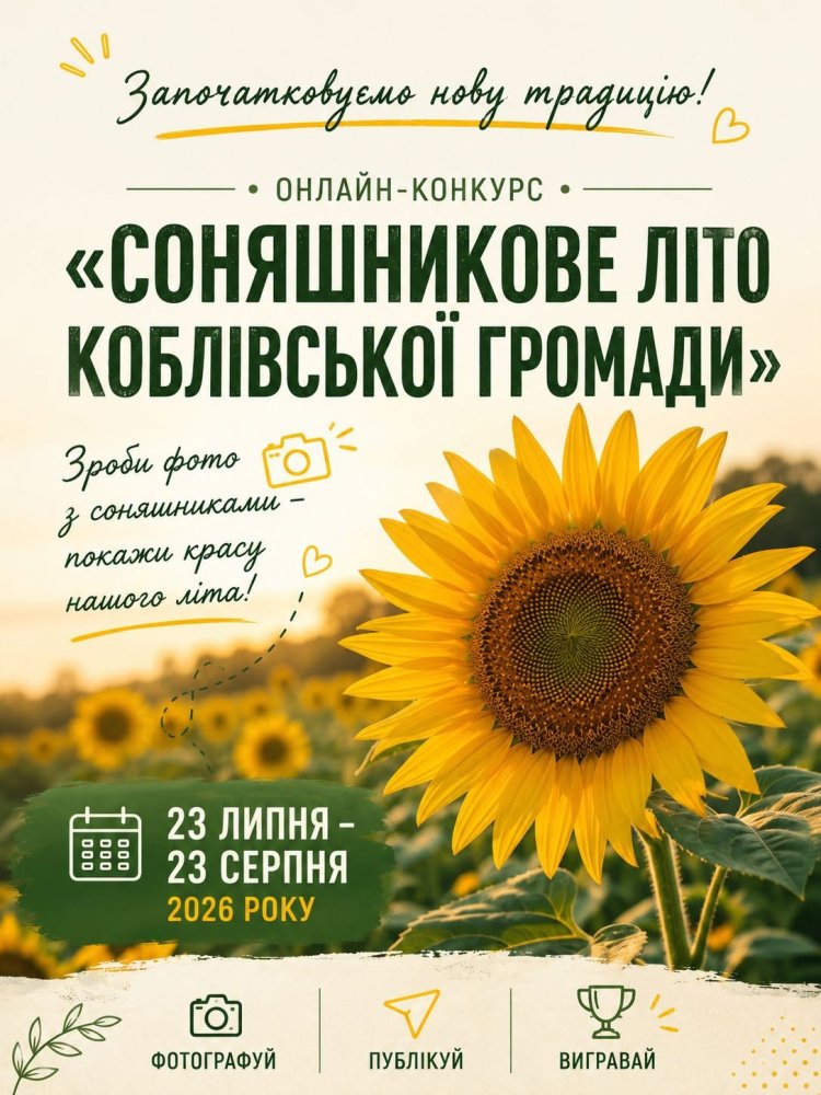 Коблівський центр дозвілля оголосив про старт онлайн-конкурсу «Соняшникове літо Коблівської громади»